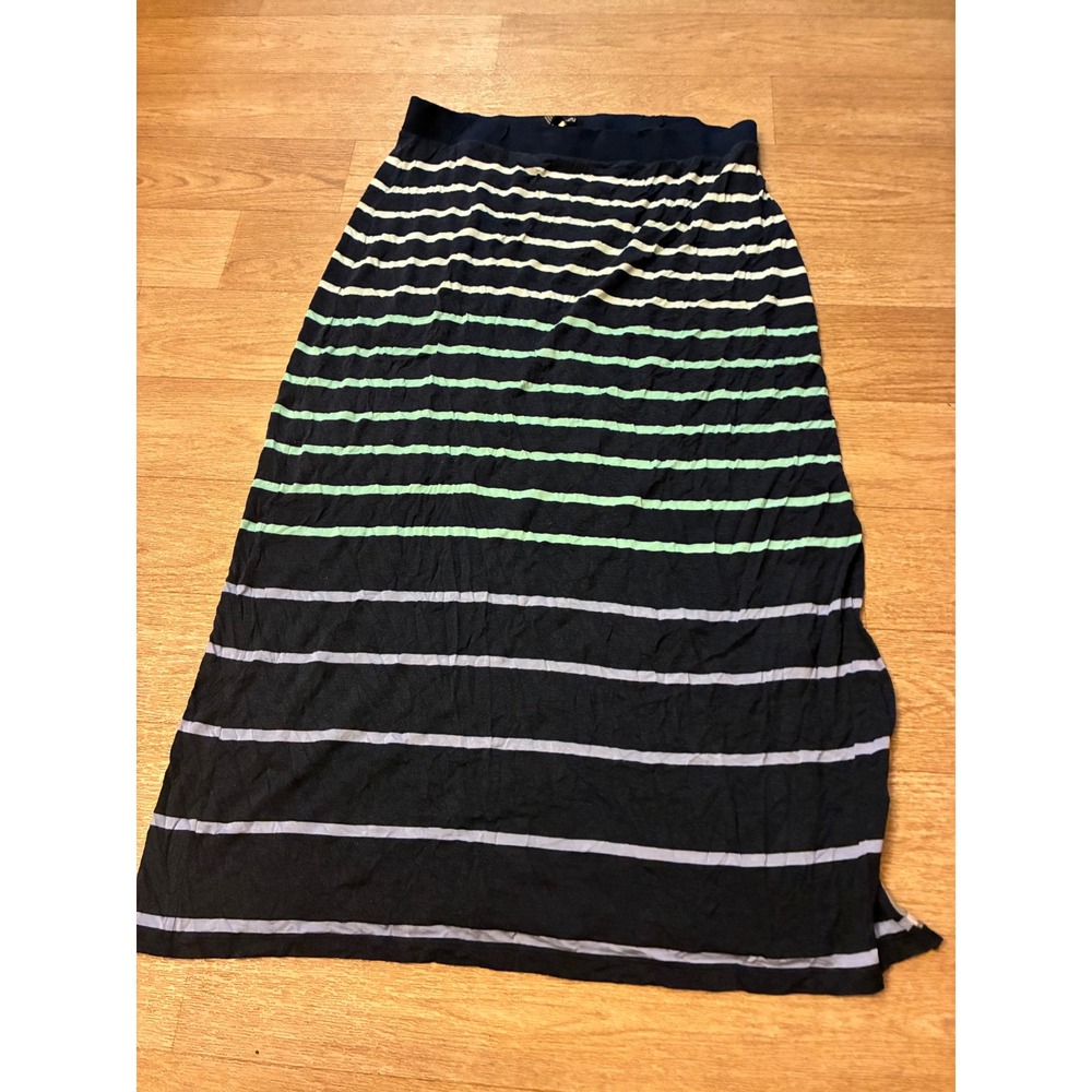 Apt. 9 Womens XL Navy Blue Striped Knit Maxi Skirt Mint Green Lavender Purple